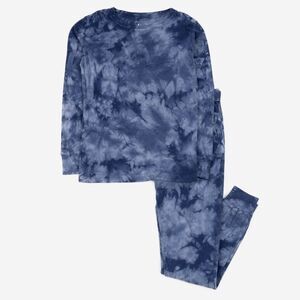 LEVERET -  Kids Two Piece Cotton Pajamas Tie Dye Navy Tie Dye Navy